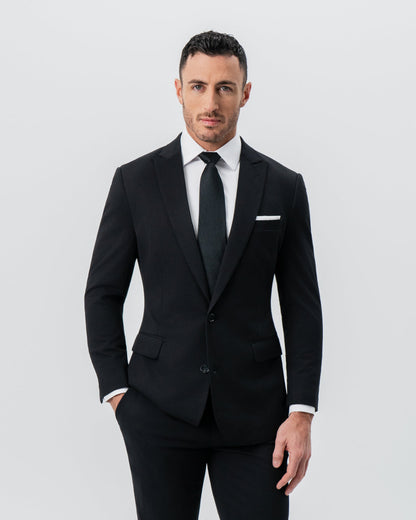State & Liberty - Athletic Fit Stretch Blazer - Black - Pick Stitch