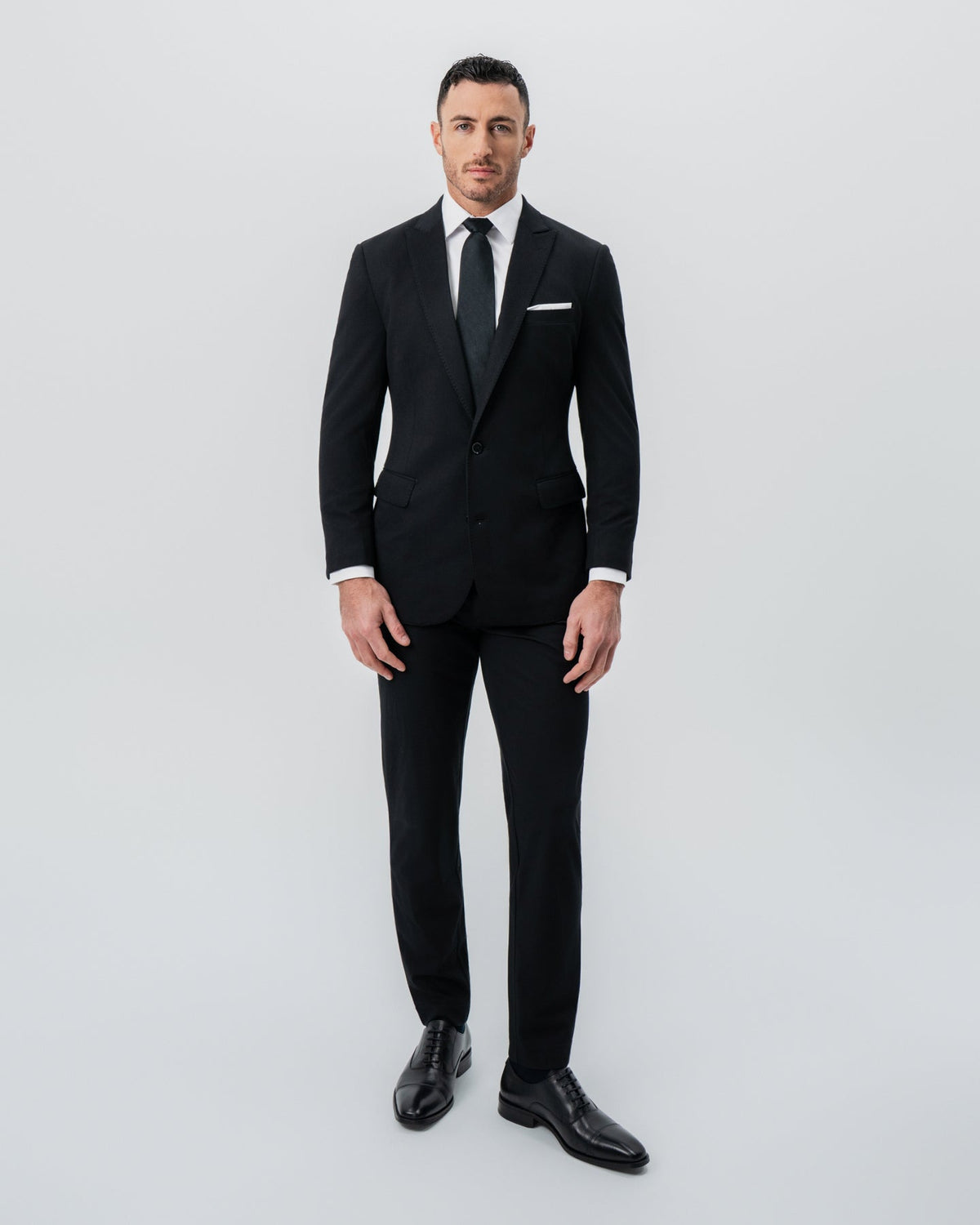 State & Liberty - Athletic Fit Stretch Blazer - Black - Pick Stitch