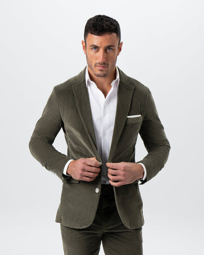 State & Liberty - Unstructured Corduroy Blazer - Dark Olive