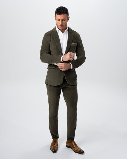 State & Liberty - Unstructured Corduroy Blazer - Dark Olive