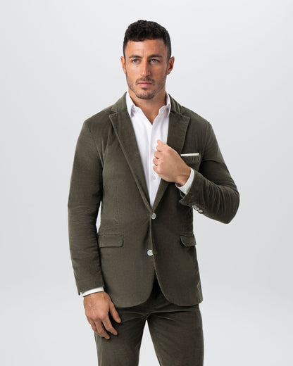 State & Liberty - Unstructured Corduroy Blazer - Dark Olive
