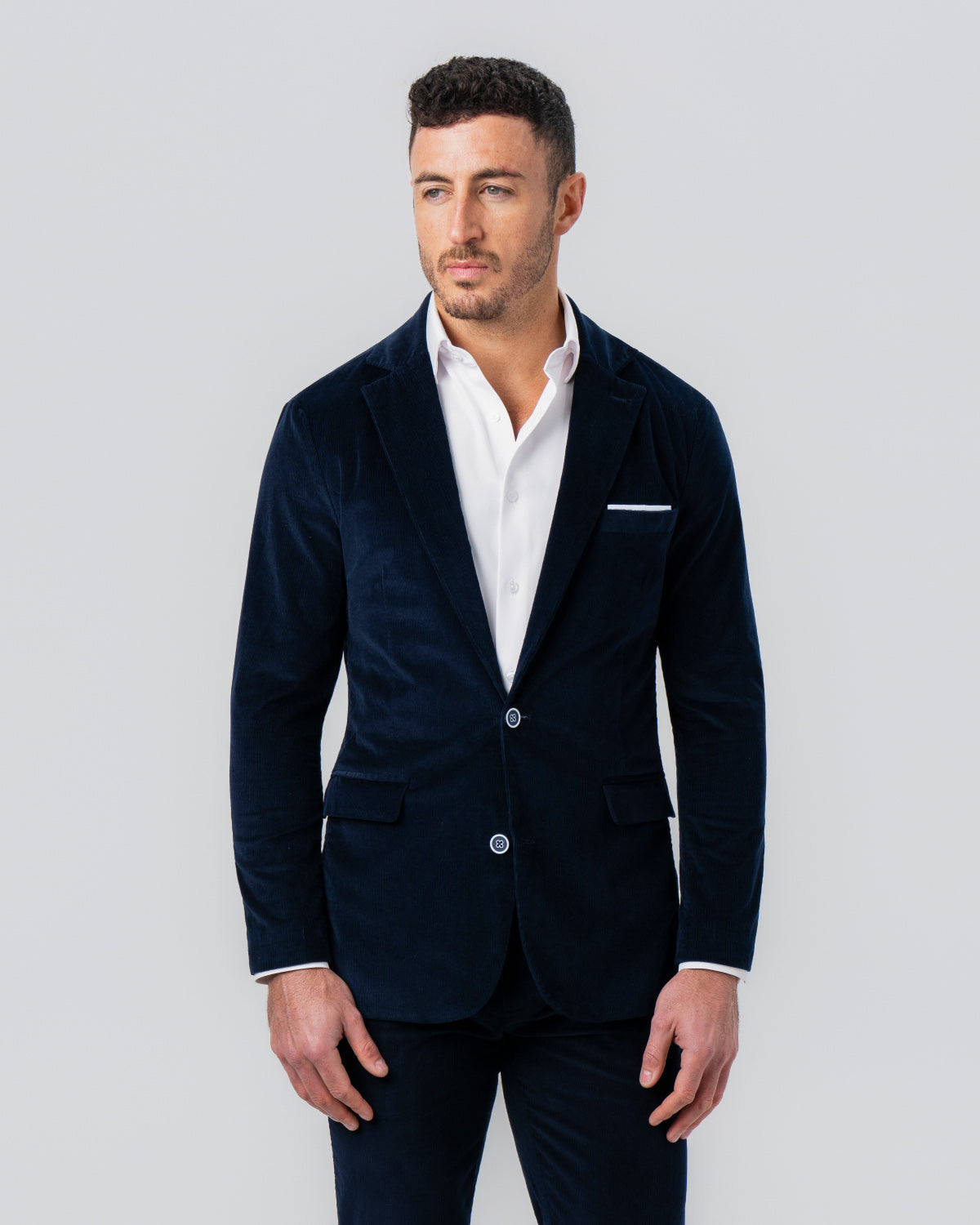 State & Liberty - Unstructured Corduroy Blazer - Dark Navy