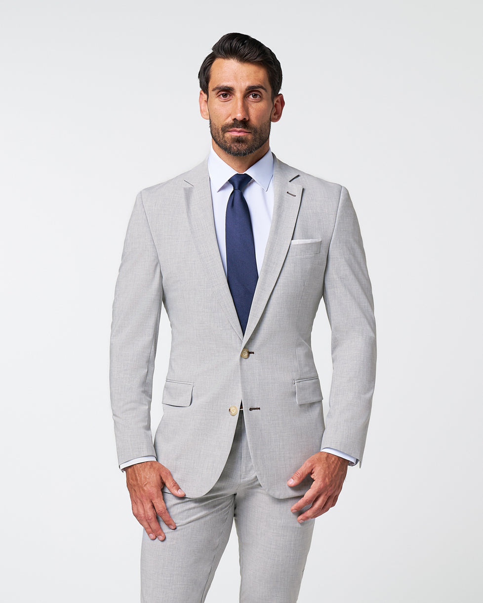 State & Liberty - Athletic Fit Stretch Blazer - Lightweight Heathered Light Grey