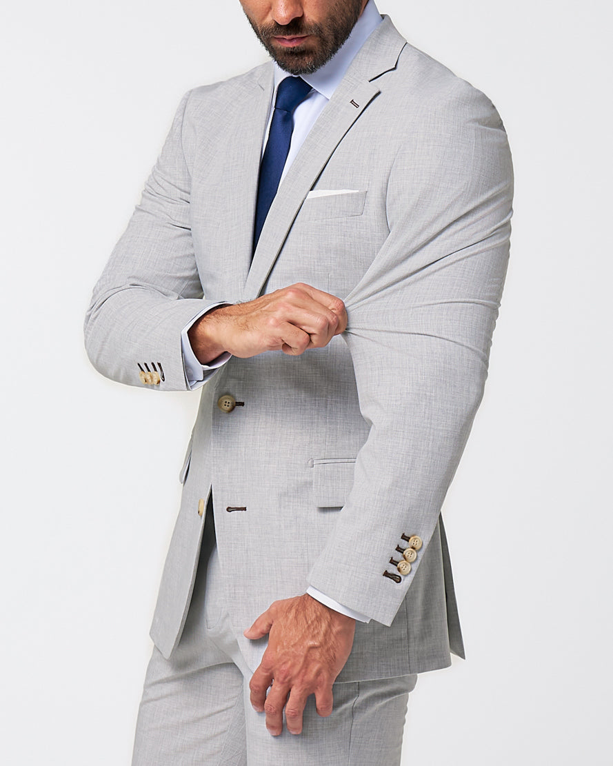 State & Liberty - Athletic Fit Stretch Blazer - Lightweight Heathered Light Grey