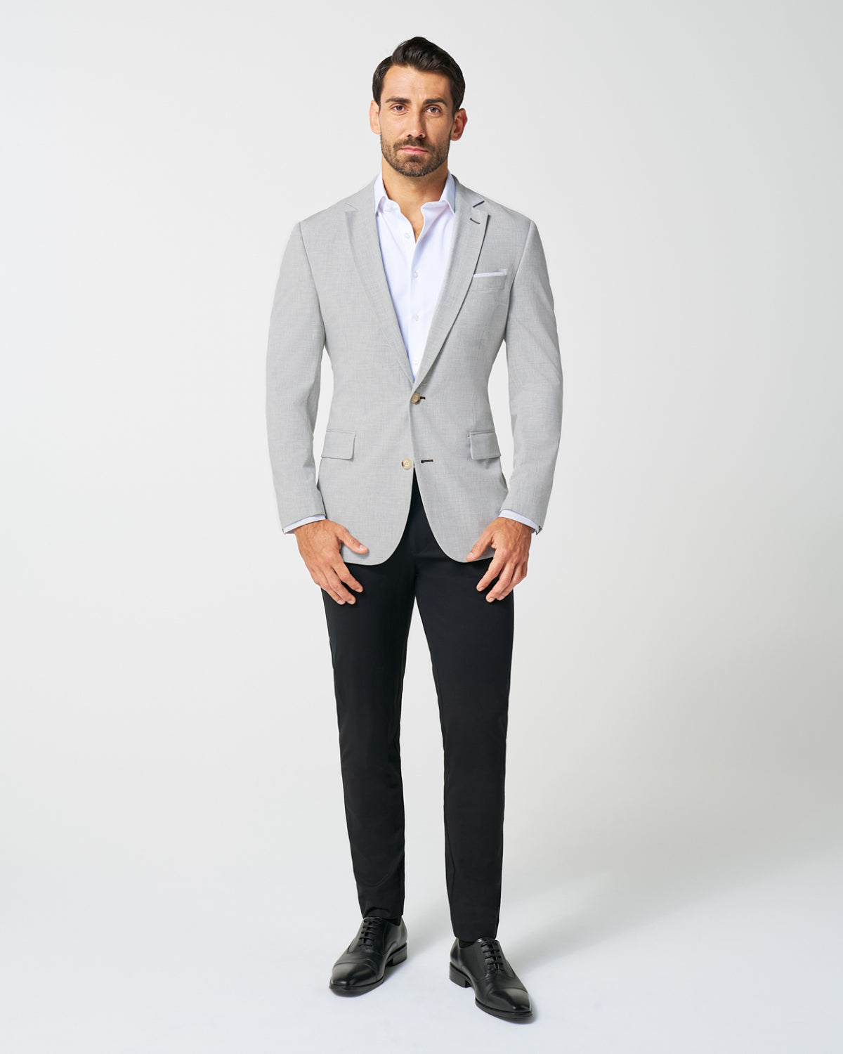 State & Liberty - Athletic Fit Stretch Blazer - Lightweight Heathered Light Grey