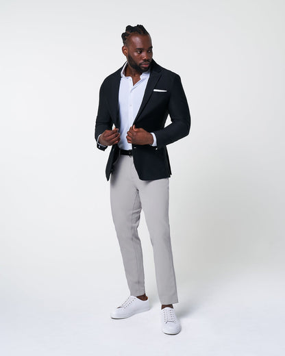 State & Liberty - Athletic Fit Stretch Blazer - Black Seersucker