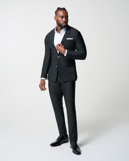 State & Liberty - Athletic Fit Stretch Blazer - Black Seersucker