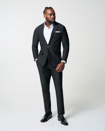 State & Liberty - Athletic Fit Stretch Blazer - Black Seersucker