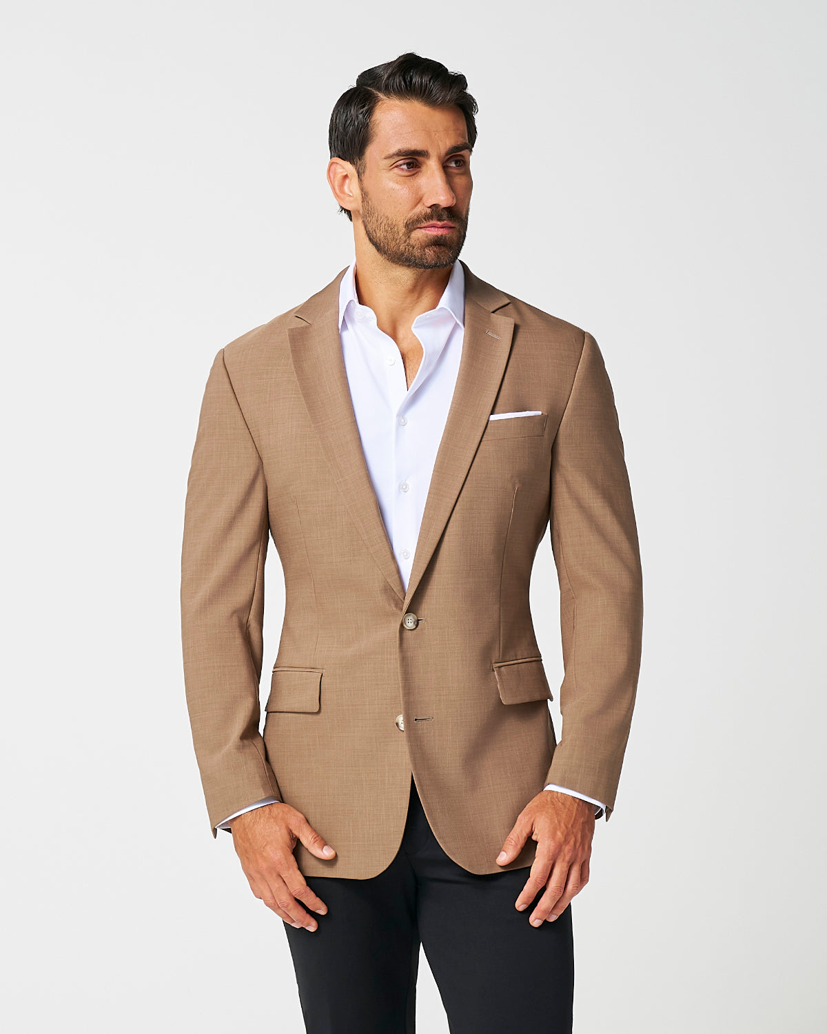 State & Liberty - Athletic Fit Stretch Blazer - Heathered Cappuccino
