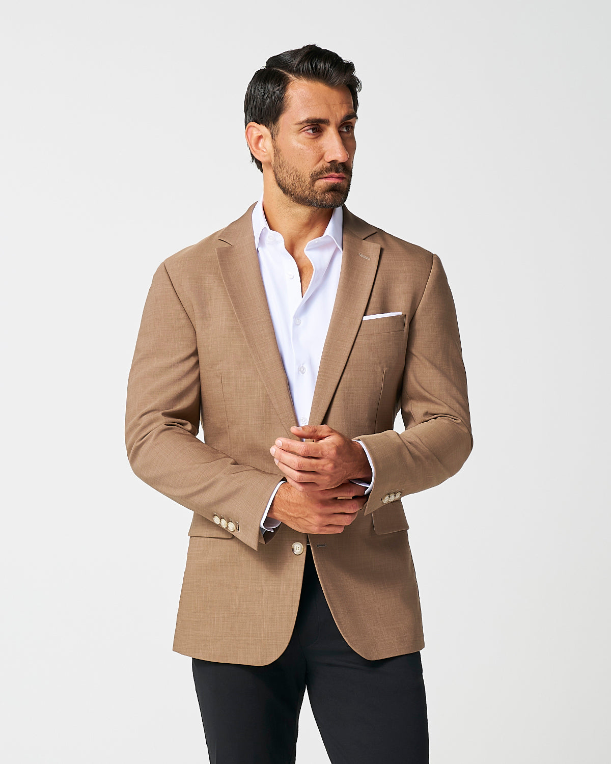 State & Liberty - Athletic Fit Stretch Blazer - Heathered Cappuccino