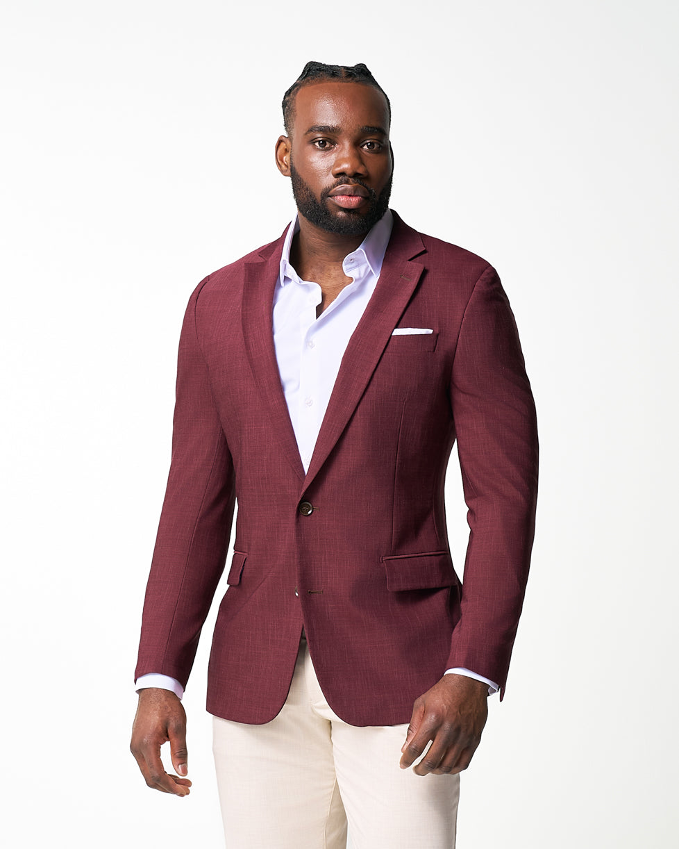 State & Liberty - Athletic Fit Stretch Blazer - Heathered Maroon