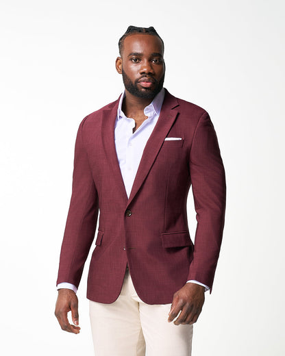 State & Liberty - Athletic Fit Stretch Blazer - Heathered Maroon