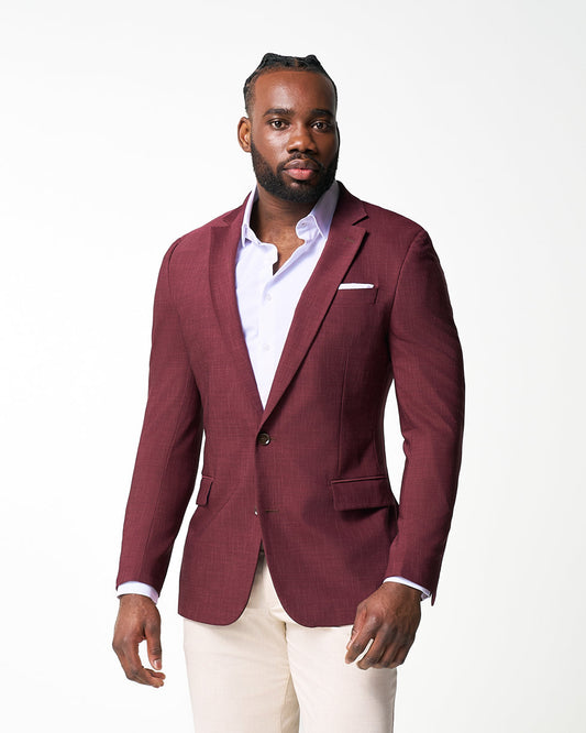State & Liberty - Athletic Fit Stretch Blazer - Heathered Maroon