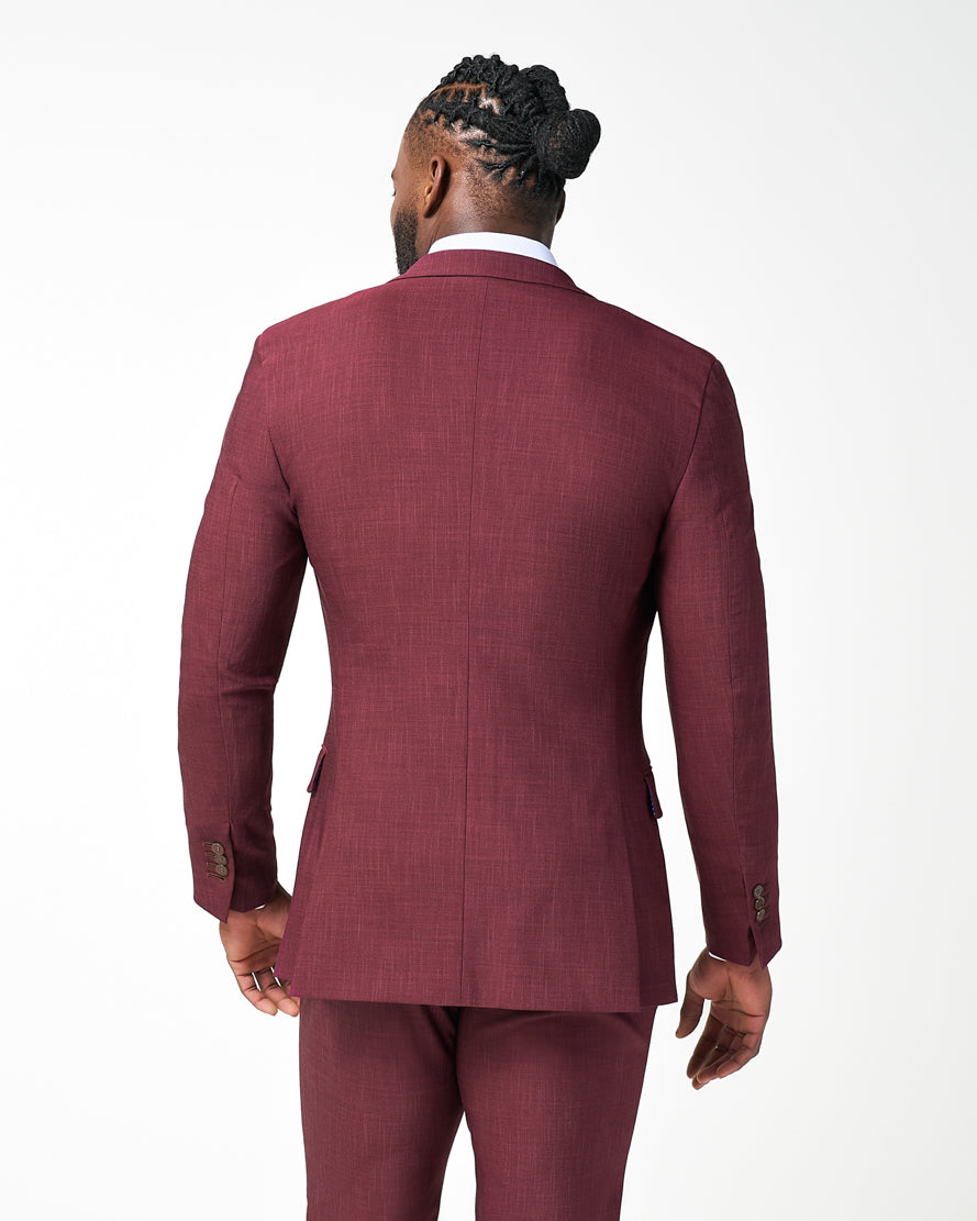 State & Liberty - Athletic Fit Stretch Blazer - Heathered Maroon