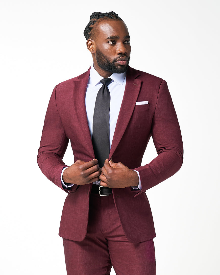 State & Liberty - Athletic Fit Stretch Blazer - Heathered Maroon