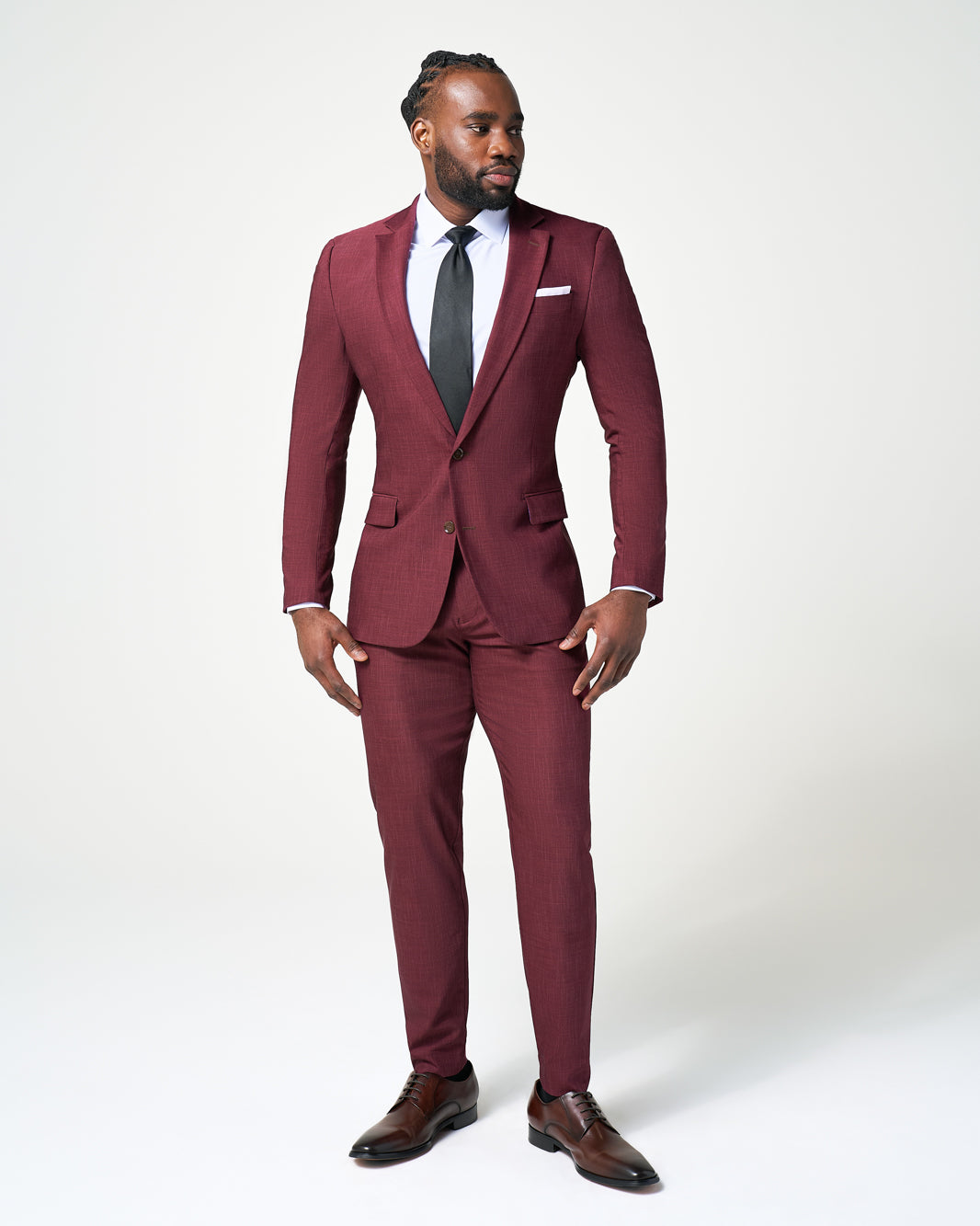 State & Liberty - Athletic Fit Stretch Blazer - Heathered Maroon