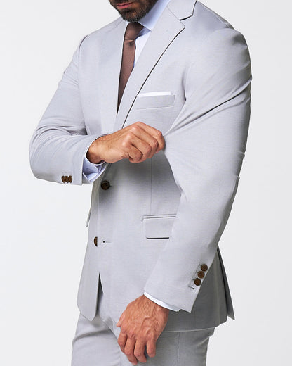 State & Liberty - Brushed Tech Stretch Blazer - Light Grey Microcheck