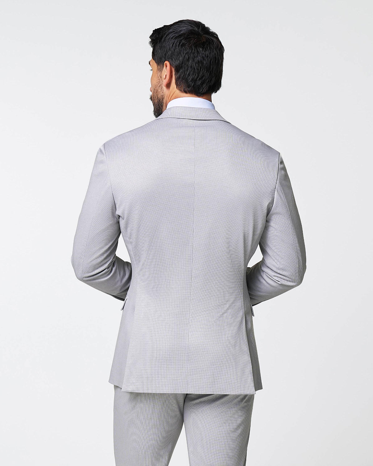 State & Liberty - Brushed Tech Stretch Blazer - Light Grey Microcheck