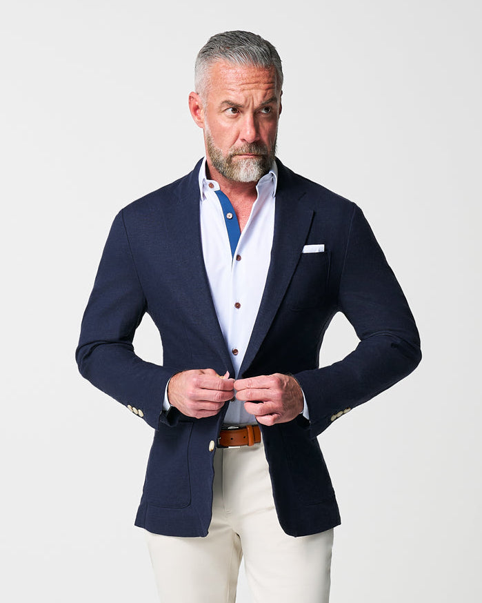 State & Liberty - Unstructured Linen Blazer - Navy