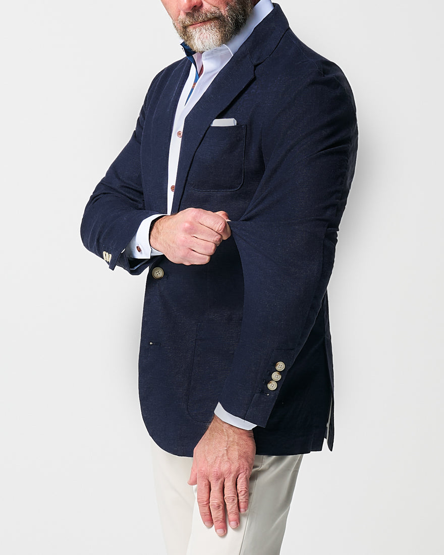 State & Liberty - Unstructured Linen Blazer - Navy