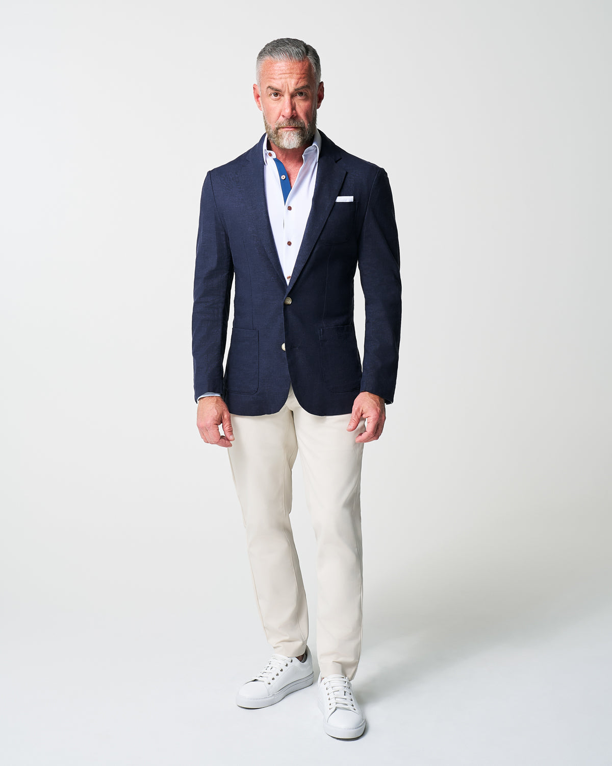 State & Liberty - Unstructured Linen Blazer - Navy