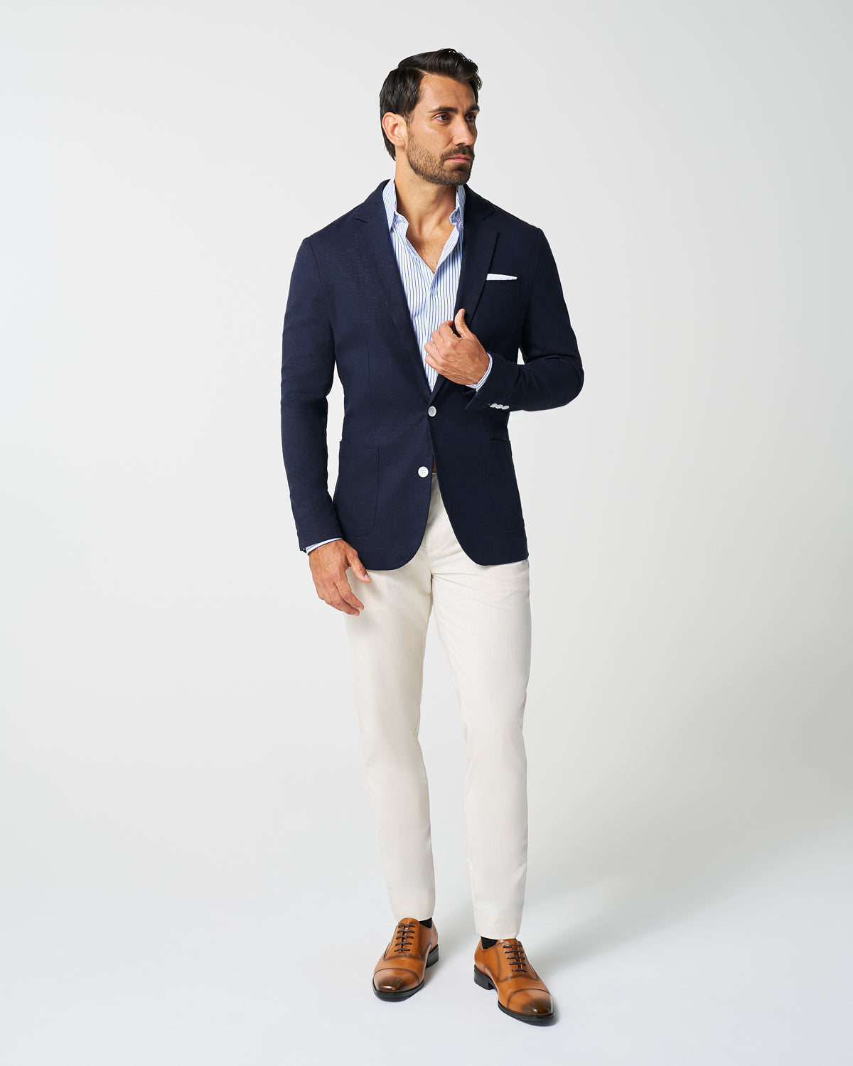 State & Liberty - Unstructured Linen Blazer - Navy