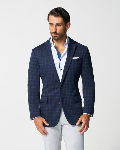 State & Liberty - Athletic Fit Stretch Wool Blazer - Blue Plaid