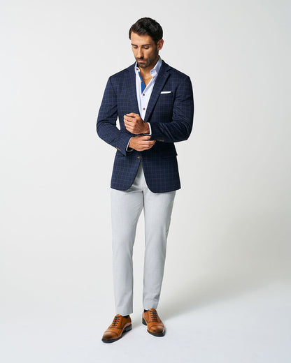 State & Liberty - Athletic Fit Stretch Wool Blazer - Blue Plaid