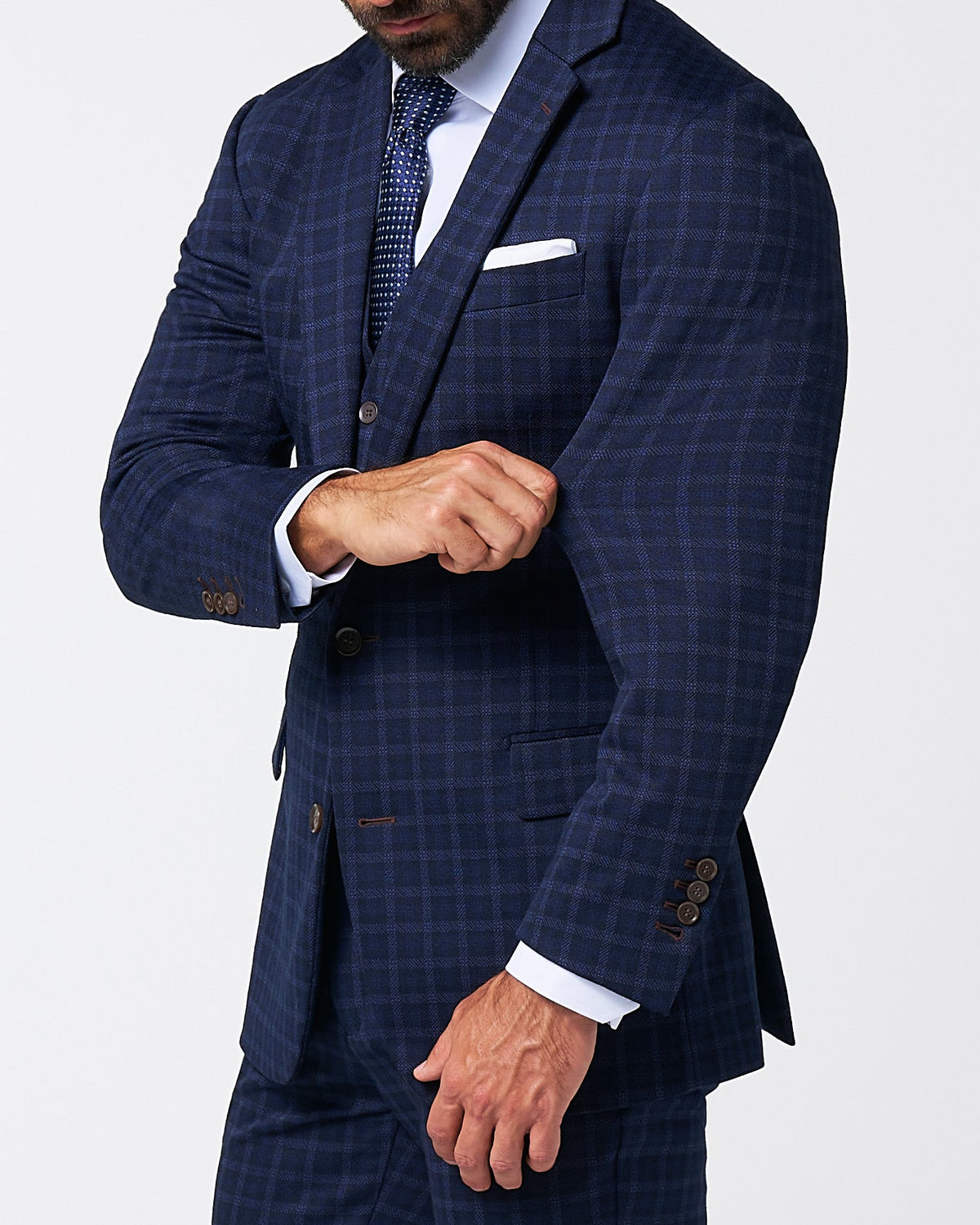 State & Liberty - Athletic Fit Stretch Wool Blazer - Blue Plaid