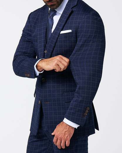 State & Liberty - Athletic Fit Stretch Wool Blazer - Blue Plaid