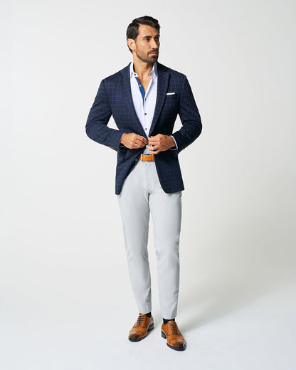 State & Liberty - Athletic Fit Stretch Wool Blazer - Blue Plaid