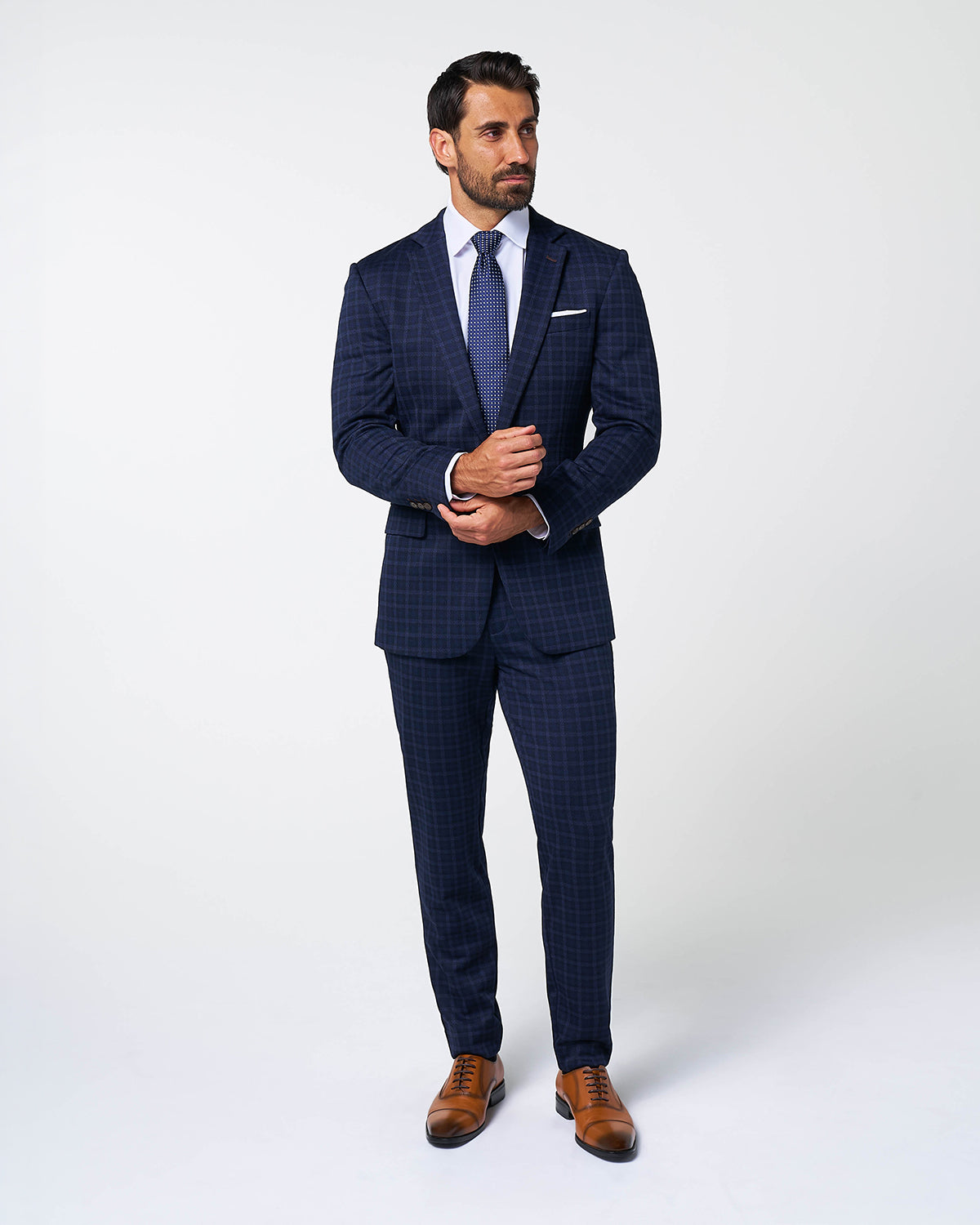 State & Liberty - Athletic Fit Stretch Wool Blazer - Blue Plaid