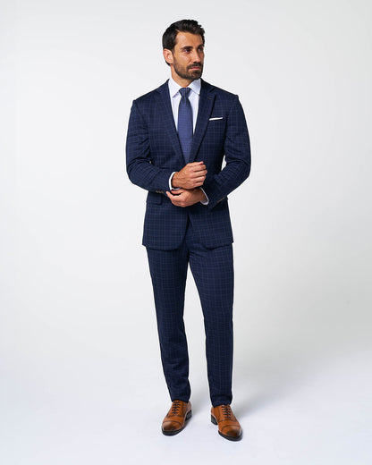 State & Liberty - Athletic Fit Stretch Wool Blazer - Blue Plaid
