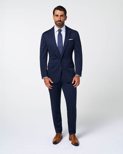 State & Liberty - Athletic Fit Stretch Wool Blazer - Blue Plaid
