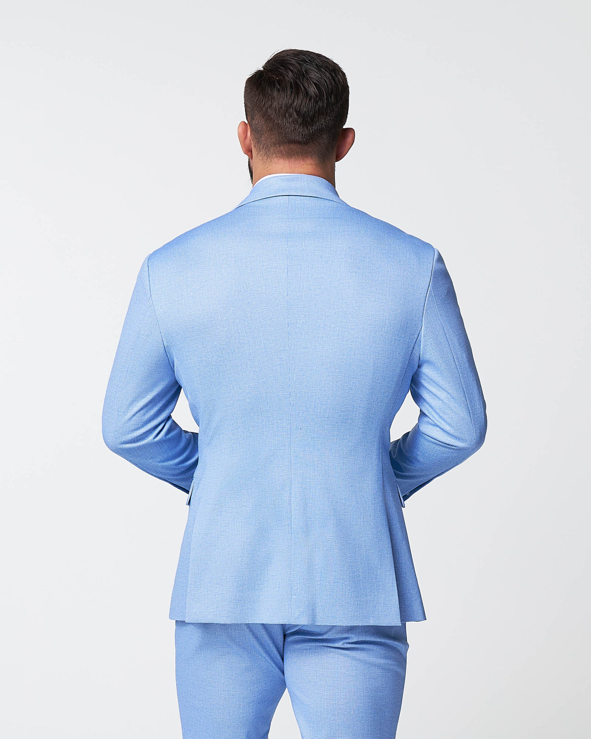State & Liberty - Athletic Fit Stretch Blazer - Light Blue Mini Houndstooth