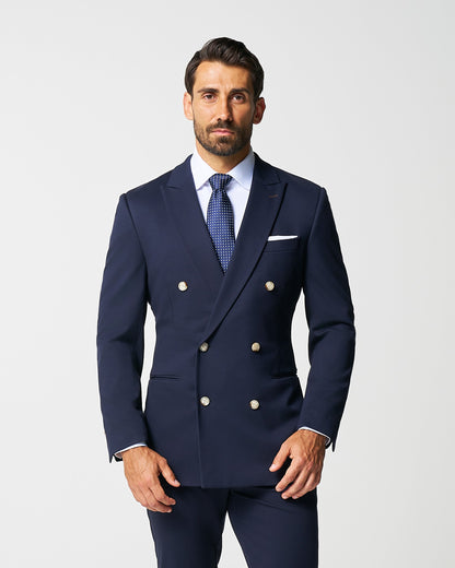 State & Liberty - Athletic Fit Stretch Blazer - Navy Double Breasted