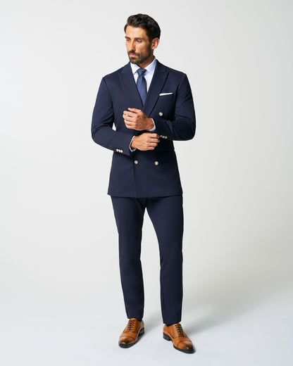 State & Liberty - Athletic Fit Stretch Blazer - Navy Double Breasted