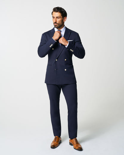 State & Liberty - Athletic Fit Stretch Blazer - Navy Double Breasted
