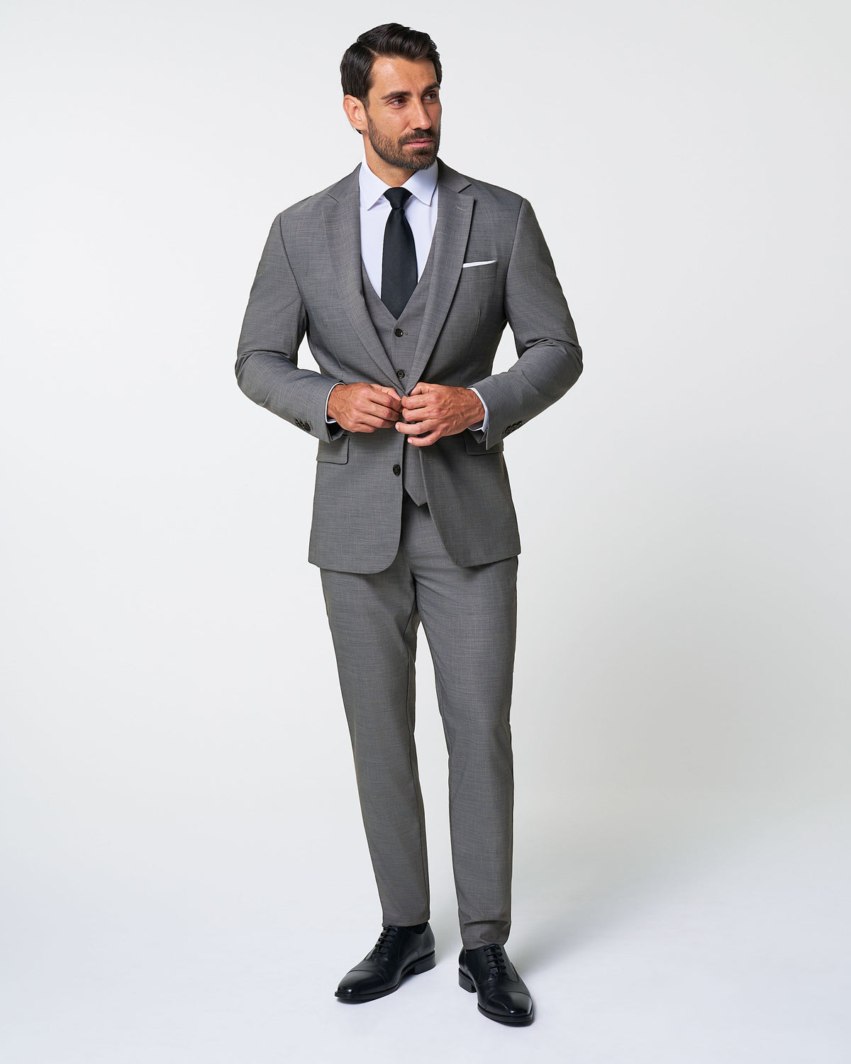 State & Liberty - Athletic Fit Stretch Suit Pants - Heathered Grey