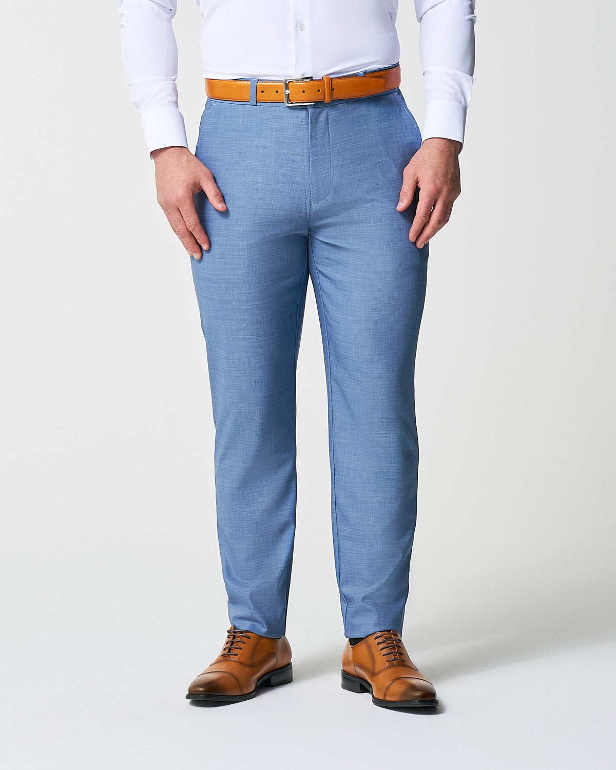 State & Liberty - Athletic Fit Stretch Suit Pants - Heathered Light Blue