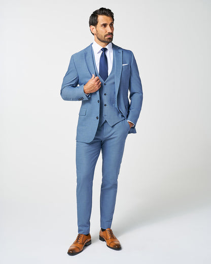 State & Liberty - Athletic Fit Stretch Suit Pants - Heathered Light Blue