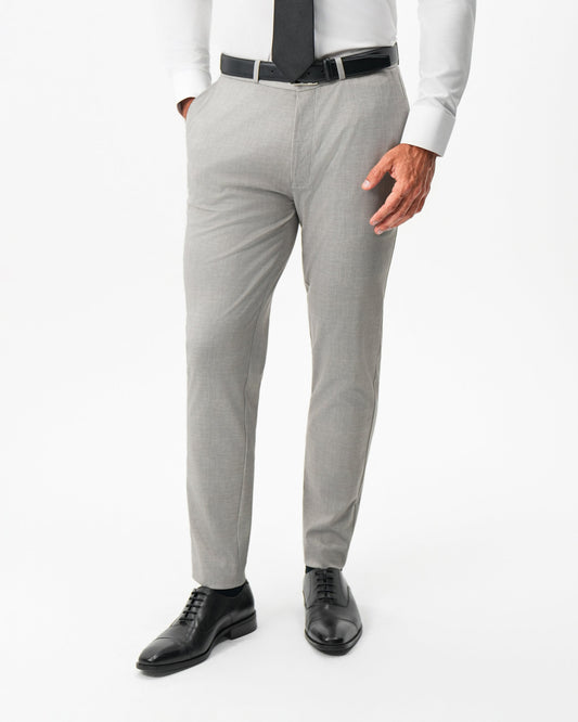 State & Liberty - Athletic Fit Stretch Pants - Stone Crosshatch