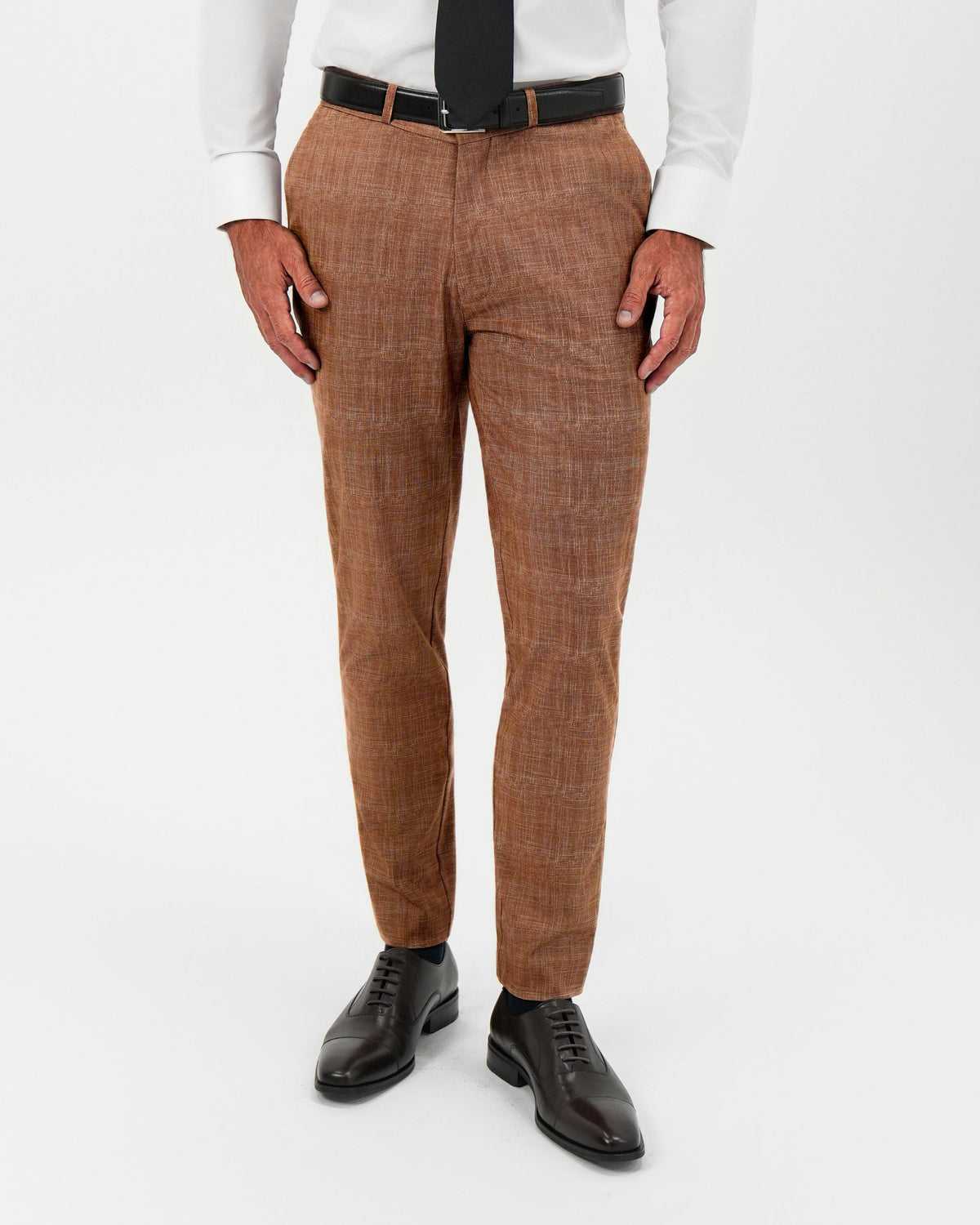 State & Liberty - Athletic Fit Stretch Pants - Light Brown Crosshatch