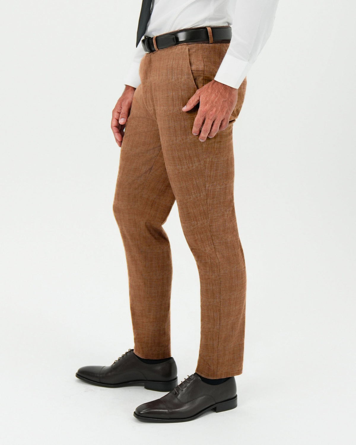 State & Liberty - Athletic Fit Stretch Pants - Light Brown Crosshatch