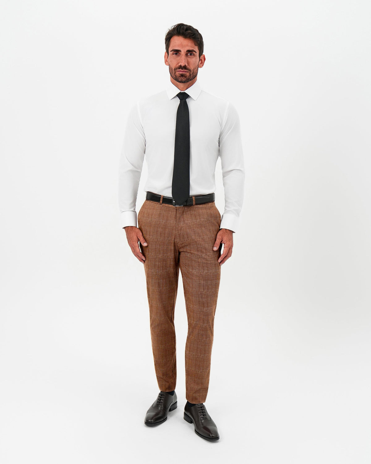 State & Liberty - Athletic Fit Stretch Pants - Light Brown Crosshatch