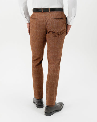 State & Liberty - Athletic Fit Stretch Pants - Light Brown Crosshatch
