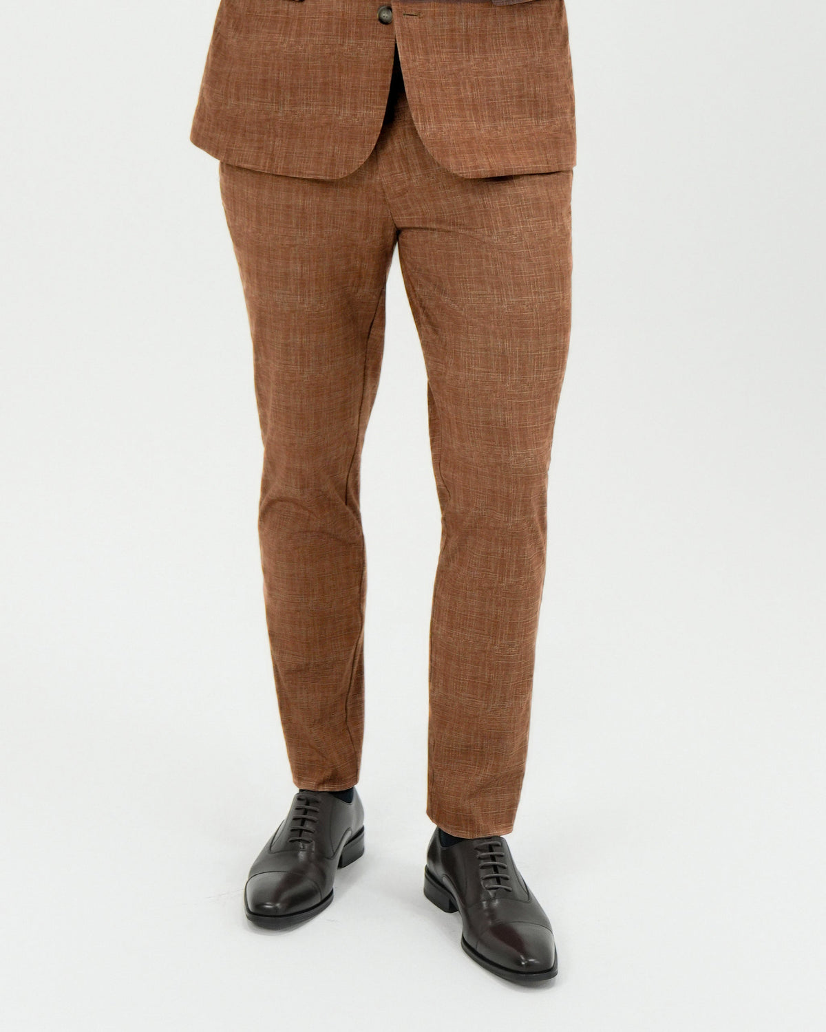 State & Liberty - Athletic Fit Stretch Pants - Light Brown Crosshatch
