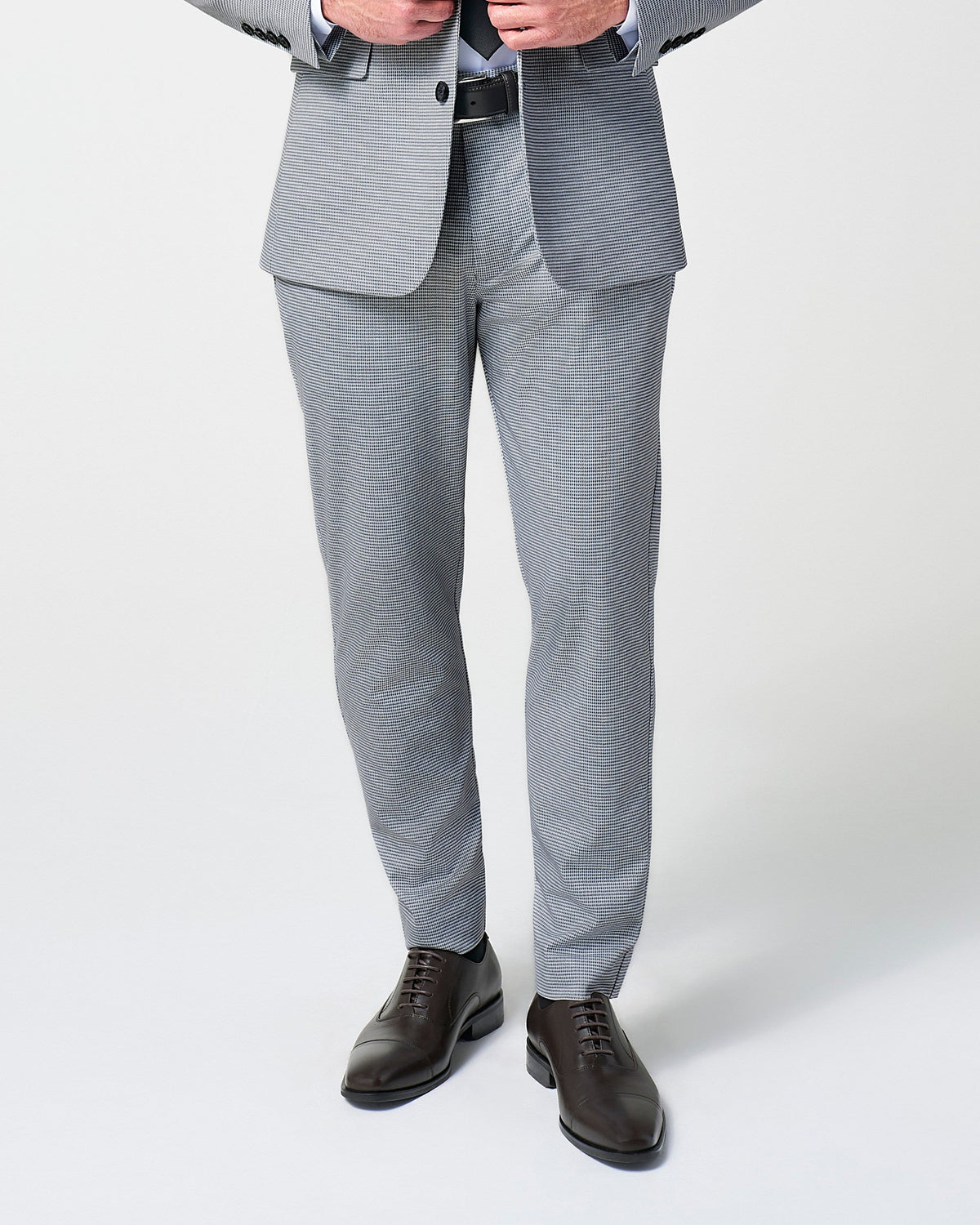 State & Liberty - Athletic Fit Stretch Suit Pants - Slate Grey Houndstooth