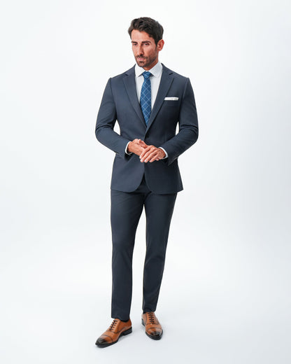 State & Liberty - Athletic Fit Stretch Suit Pants - Navy & Black Mini Houndstooth