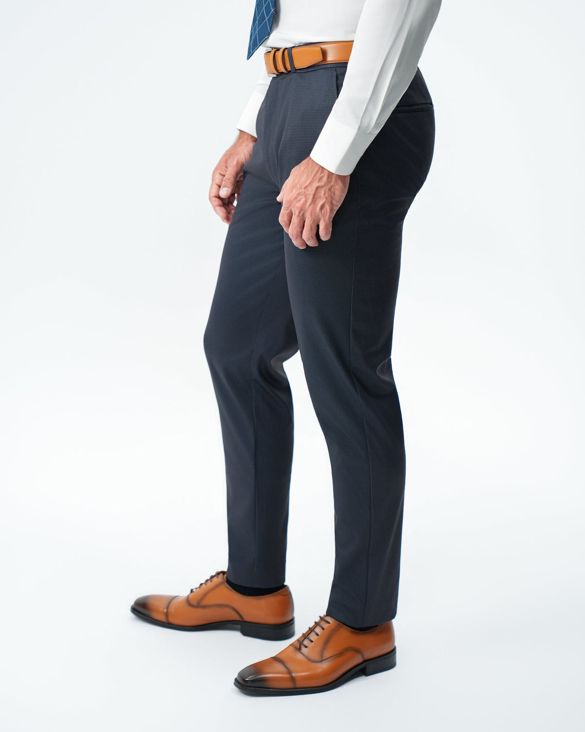 State & Liberty - Athletic Fit Stretch Suit Pants - Navy & Black Mini Houndstooth